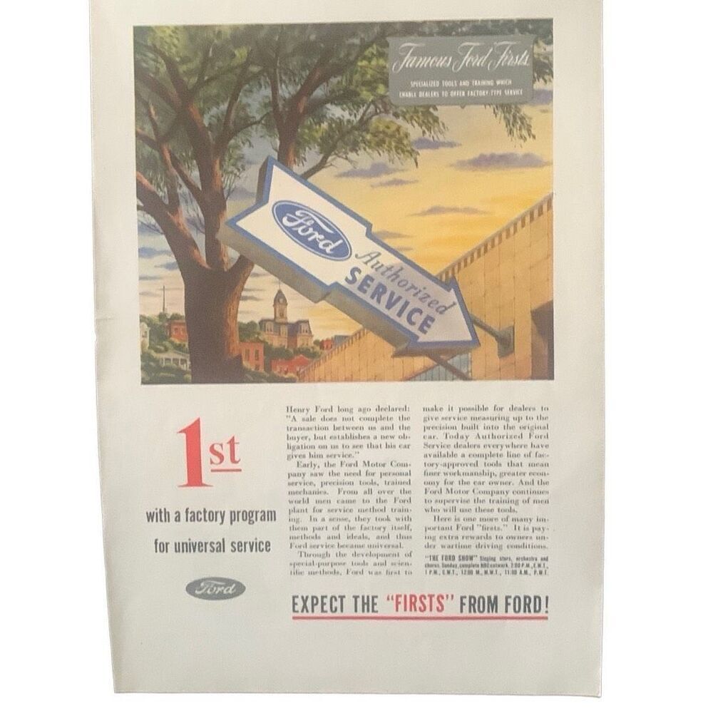 Vintage 1945 Ford Firsts Specialized Tools Ad Advertisement